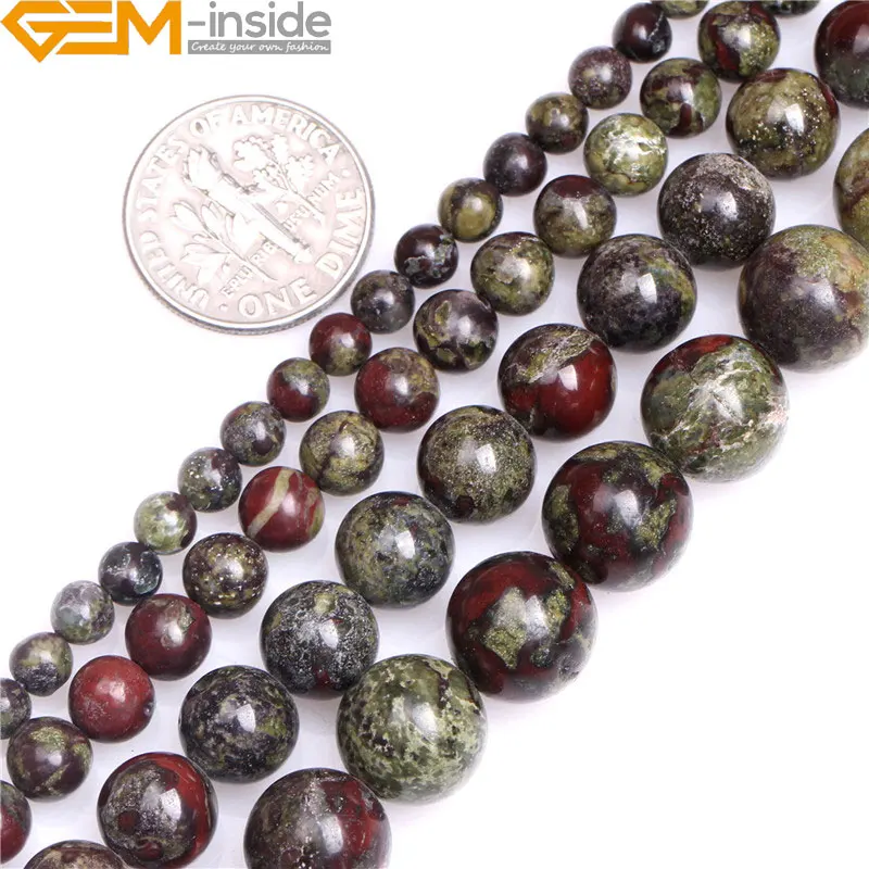 

4/6/8/10mm Round Natural Green Red Australia Blood Jade Beads Loose Beads for Jewelry Making Strand 15 Inch