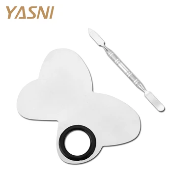 

Makeup Painting Palette With Spatula New Stainless Steel Metal Mixing Tool Artist Drawing FS29