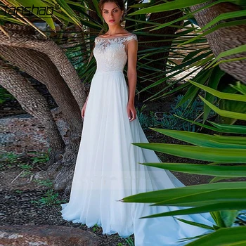 

Muslim Wedding Dress Cap Sleeves Chiffon Lace Illusion abito da sposa Dubai Arabic Wedding Gown Bridal Dress