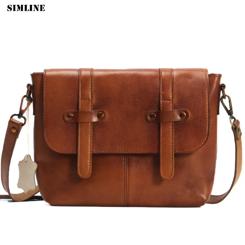 Brand Designer Vintage Genuine Leather Messenger Bag Women Vegetable Tanned Cowhide Shoulder Crossbody Bags Handbag For Ladies Brand Designer Vintage Genuine Leather Messenger Bag Women Vegetable Tanned Cowhide Shoulder Crossbody Bags Handbag For Ladies