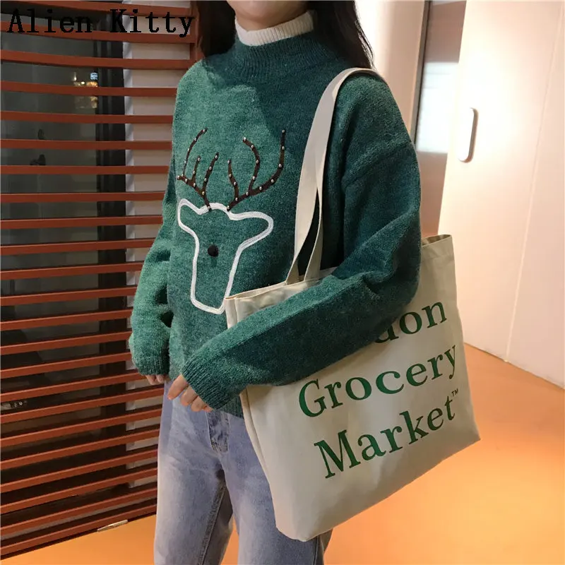 

Alien Kitty 2019 Winter Warm Pullover Sweater Women Slim Knit Casual Stylish Fresh Casual High Quality Sweaters All-Match Thick