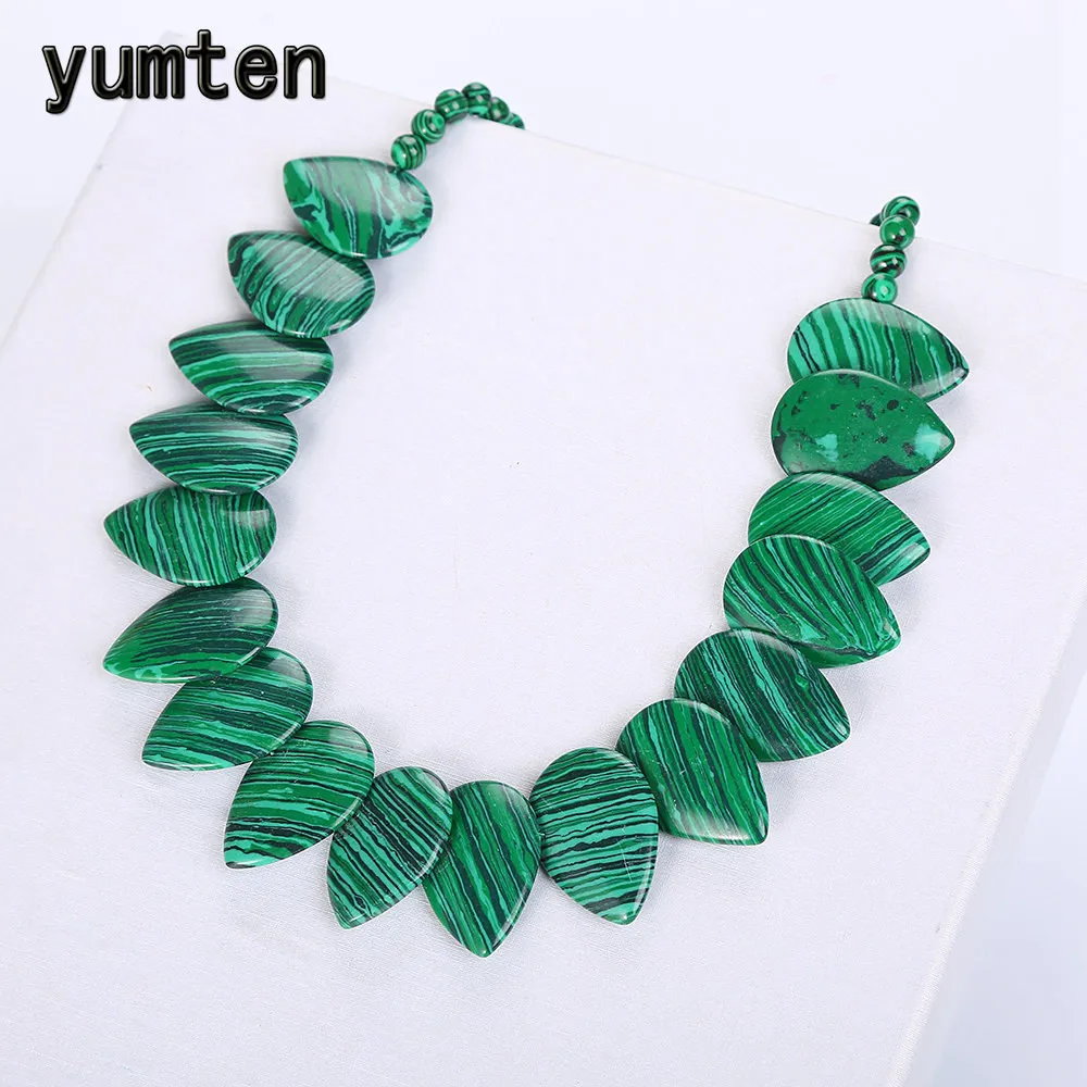

Yumten Malachite Necklace Women Men Natural Stone Leaf Pendant Jewelry Bag Power Gemstone Statement Sobretudo Feminino Naszyjnik