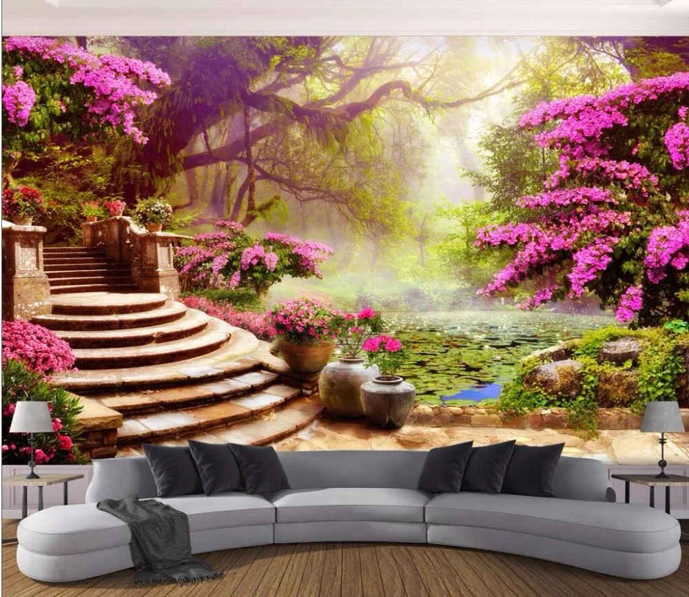 Us 15 34 50 Off 3d Wallpaper Kustom Foto Mural Taman Taman Pemandangan Gambar Dekorasi Ruang Lukisan 3d Dinding Mural Wallpaper Untuk Dinding 3