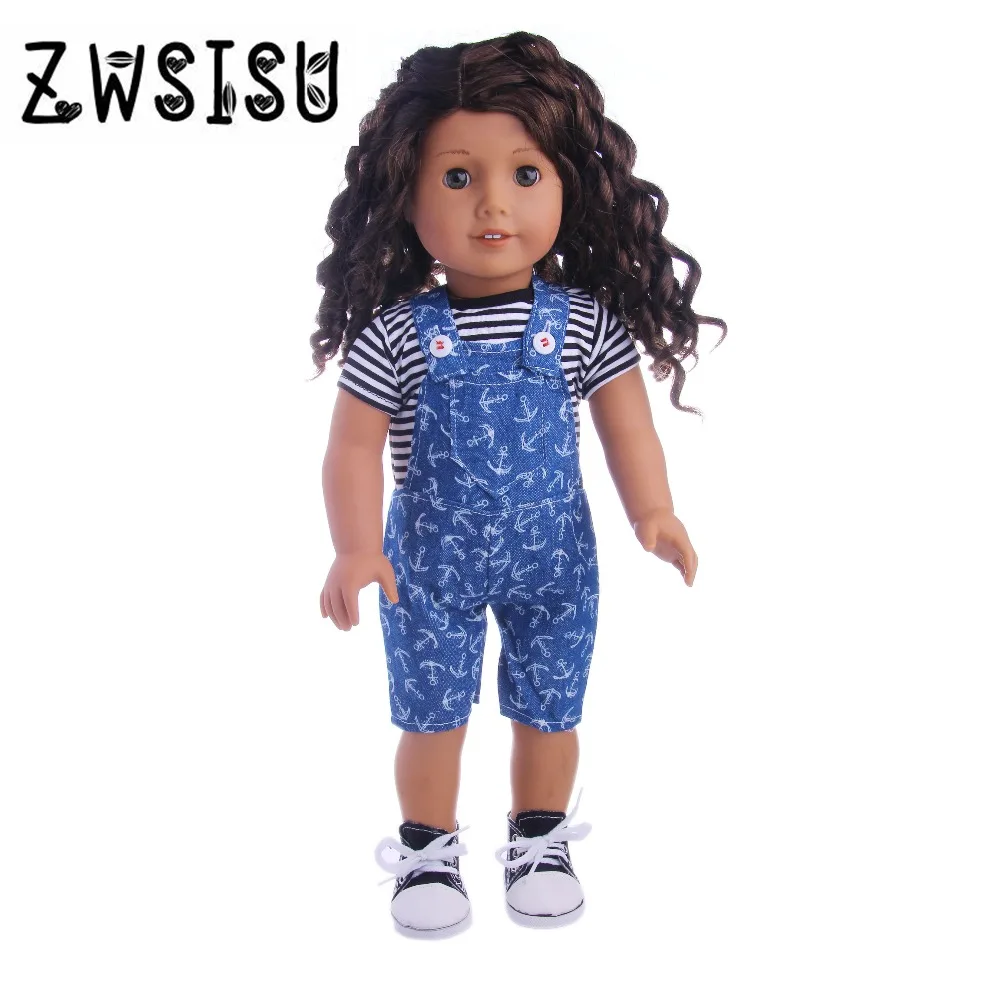 Doll Clothes Dress Outfit Clothes Set Bib Suit For 18'' American Doll