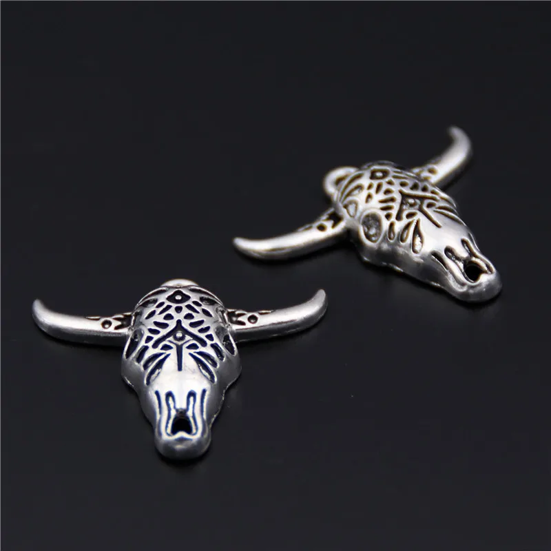 

15pcs Alloy Silver Animal Cow Head Punk Man Necklace Pendant Jewelry Making Charm Handmade Craft Gift A2493