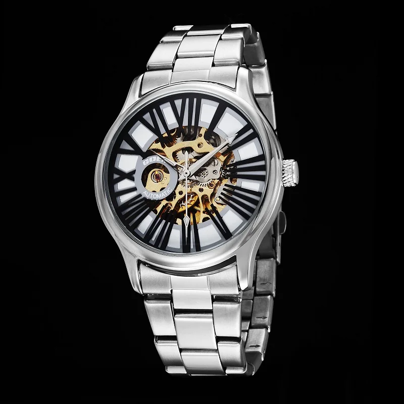 GOER brand man watches Mechanical automatic fashion male wrist watch Waterproof Luminous Skeleton Stainless Steel sports