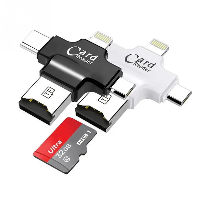 Кардридер Micro SD Kismo 4 в 1 картридер Lightning/Type C OTG для iphone 6 7 8 Plus Samsung S8 S9 OnePlus 5