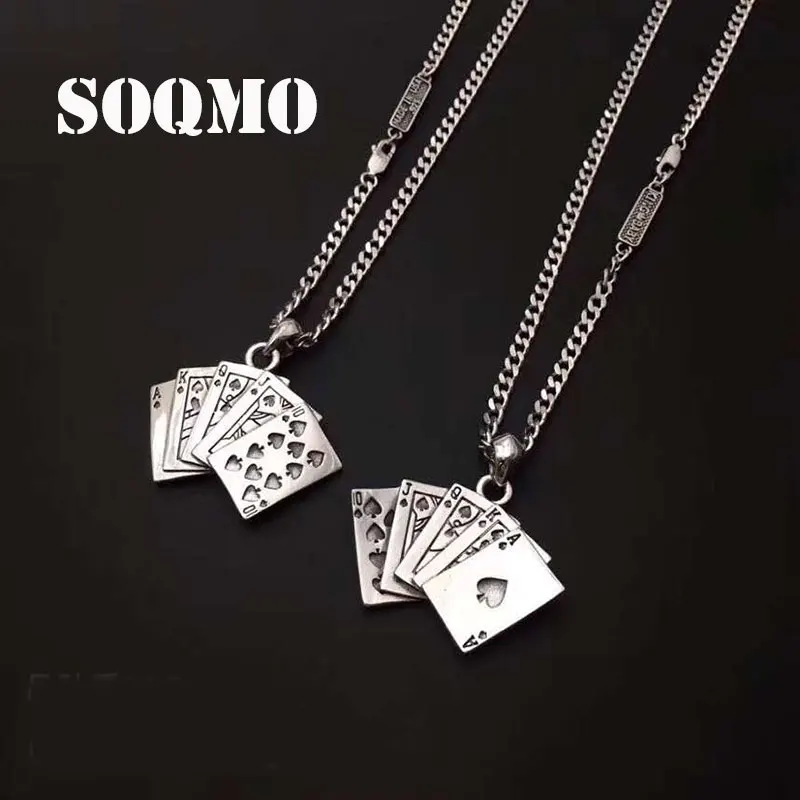 SOQMO покерное Ожерелье Подвеска Серебро 925 пробы Рок Панк Подвески для мужчин