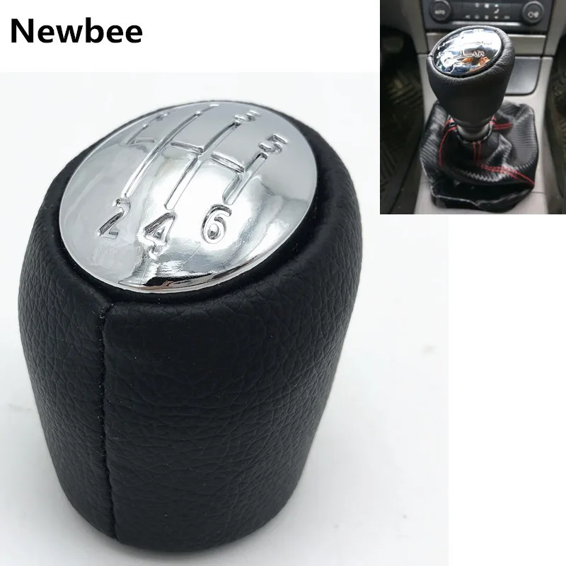 

6 Speed Leather Gear Shift Knob For Renault Laguna II 2 Mk2 2001-2007 Chrome Car Styling Accessories Lever Stick Handball Head
