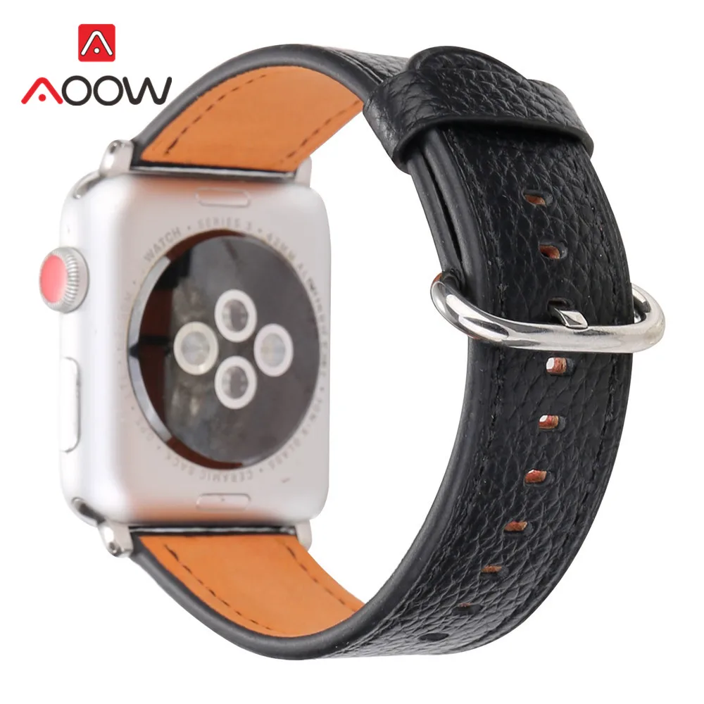 Genuine Leather Watchband for Apple Watch 38 42mm 40 44mm Fashion Simple Yellow Replacement Bracelet Band Strap iwatch 123 4|Ремешки для