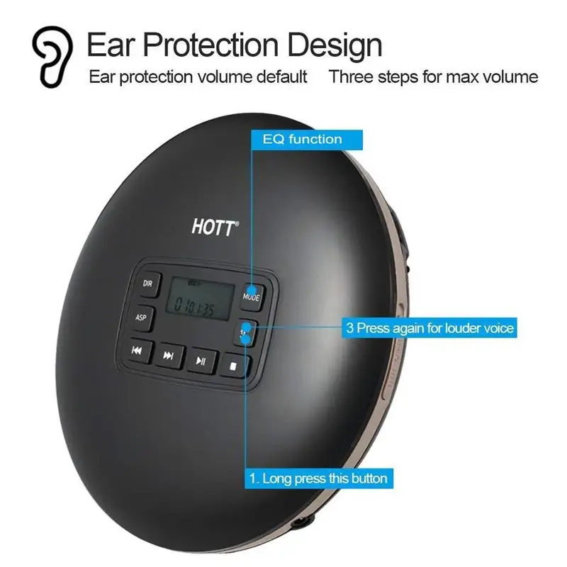 Latest Portable Compact CD Player Support CD-R/CD