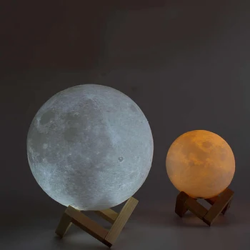 

Rechargeable 3D Lights Print Moon Lamp 2 Color Change Touch Switch Bedroom Bookcase Usb Led Night Light Home Decor Creative Gift