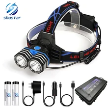 LED Headlamp 2 x T6 LED waterproof led headlight 4 lighting modes fishing light lamp camping head lamp + 2x18650 battery sezk20 best t6 2 r5 13000 lumen led headlamp 4 modes headlight camping hunting head light lamp 2 18650 battery ac charger