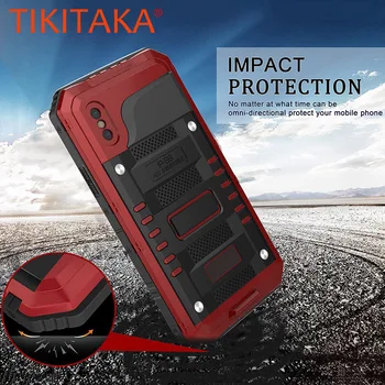 

Outdoor Heavy Duty Metal Shockproof Armor Case For iPhone XS XR 8 7 6 6S Plus Cover 360 Full Protect Phone Cases + Glass Film