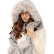 Зимняя теплая шапка-ушанка из лисьего меха, женская шапка, шарф, перчатки, набор, мягкая удобная двухслойная Женская шапка для холодной зимы, шапка, шарф, набор