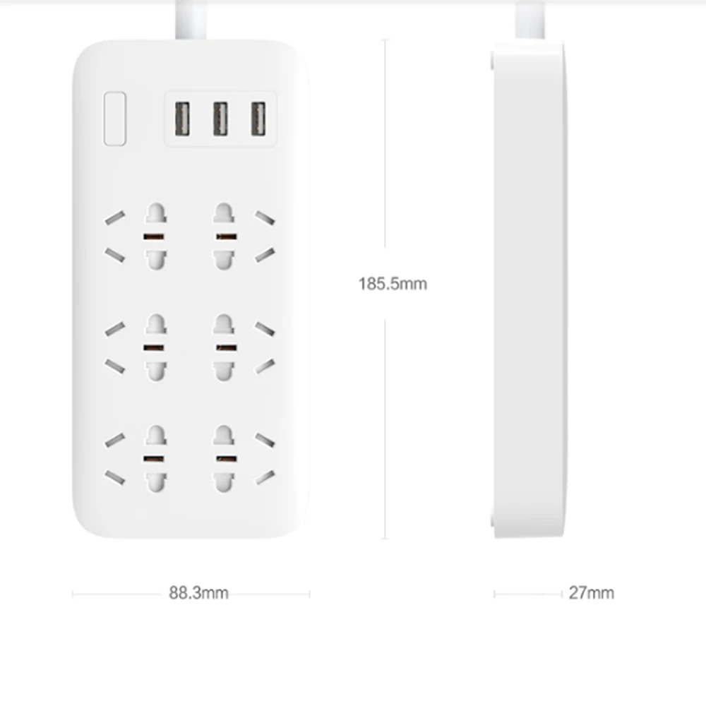 Оригинальная розетка Xiaomi Mi с 3 USB 5 в 2 1 А удлинитель для быстрой зарядки 6 розеток