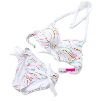 

Underwier BIKINIS sets Swim Suit for Women White Bikini Bathing suits Swimwear Swimming Wave Point Sexy girl biqini