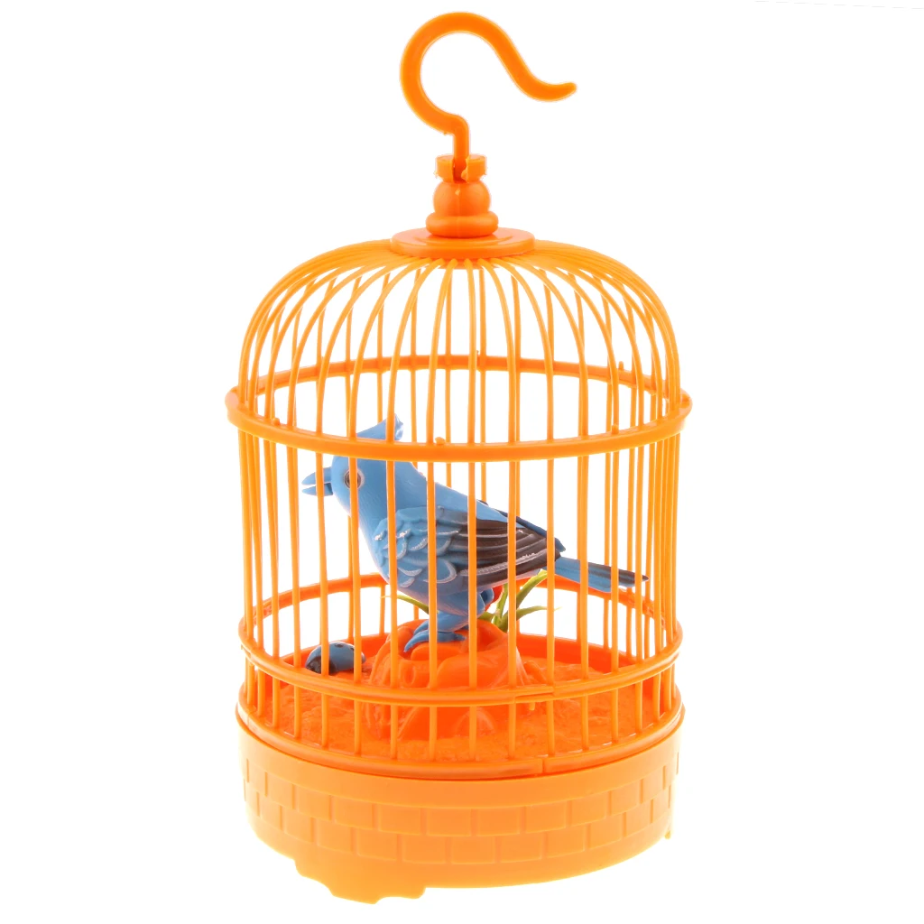 Голос управление Электрический моделирование индукции поя двигаться Bird Cage игрушечная птичья клетка украшения дома украшения сада