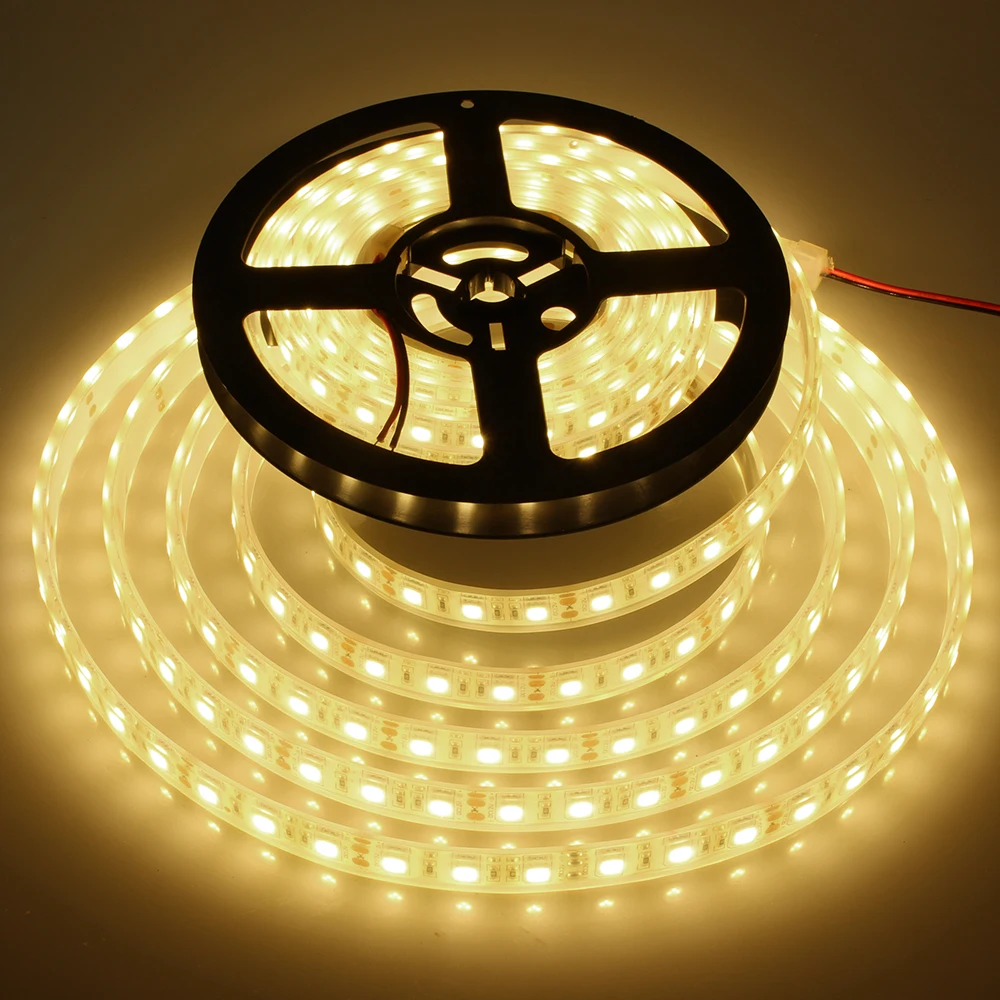 super bright Waterproof IP68 LED Strip 5050 SMD Aquarium Pool Lighting 5m 300 Leds DC 12V Fita