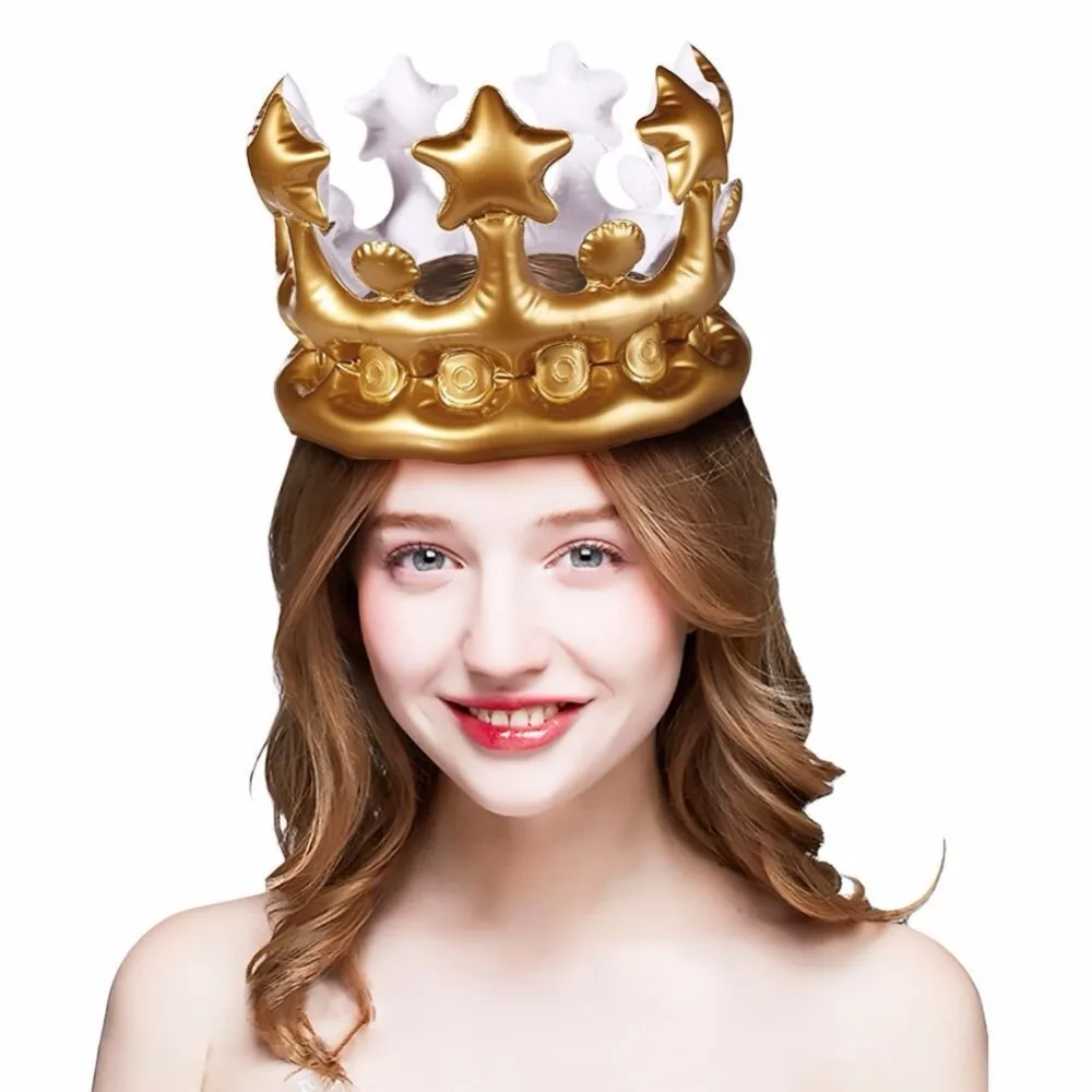 

CCINEE 1PCs Inflatable Crown Kids Birthday Party Hats Thicken PVC Inflated Cosplay Tools Stage Props Best Gift For Boys Girls