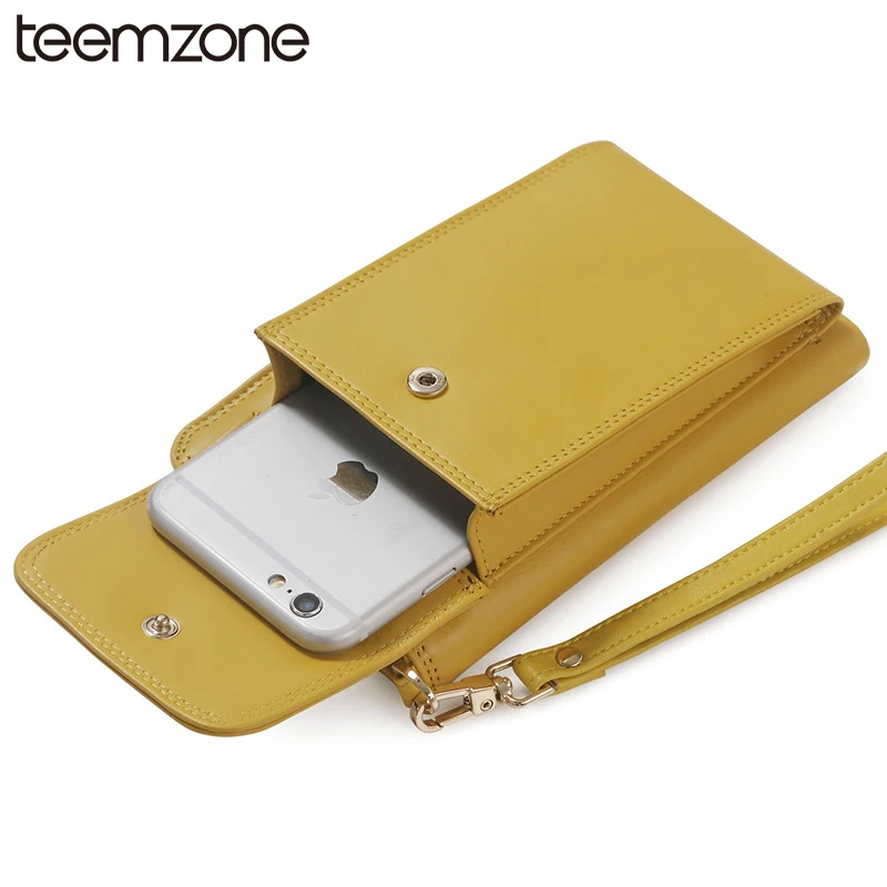 

teemzone Fashion Leather teemzone Women's Genuine Leather Wrist Clutch Phone Wallet Handbag ID Coin Purse Multicolor Q308