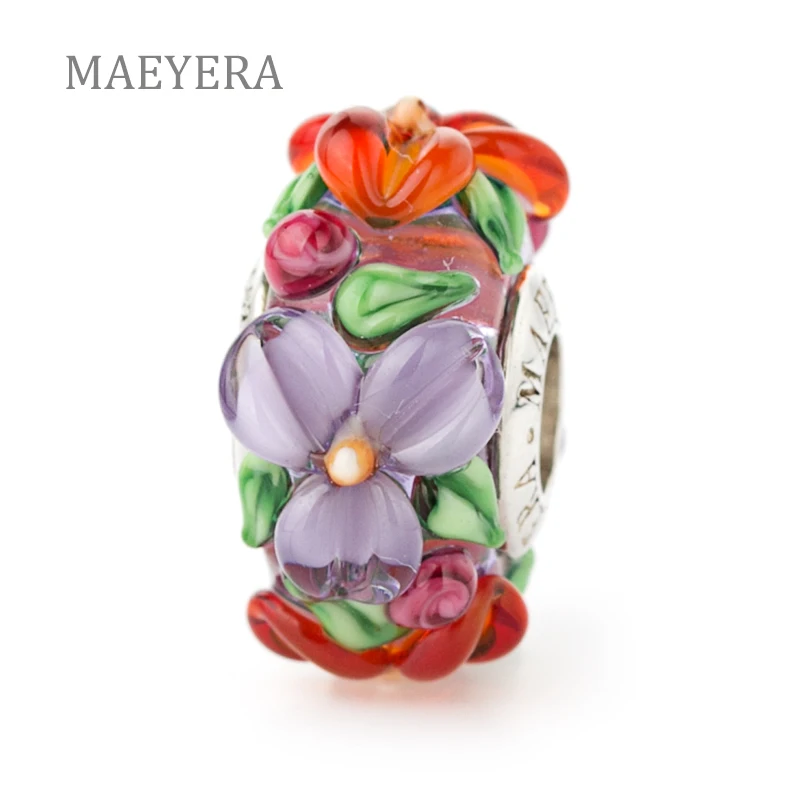 MAEYERA ювелирные изделия настоящее S925 ядро красный фиолетовый стерео лепестки