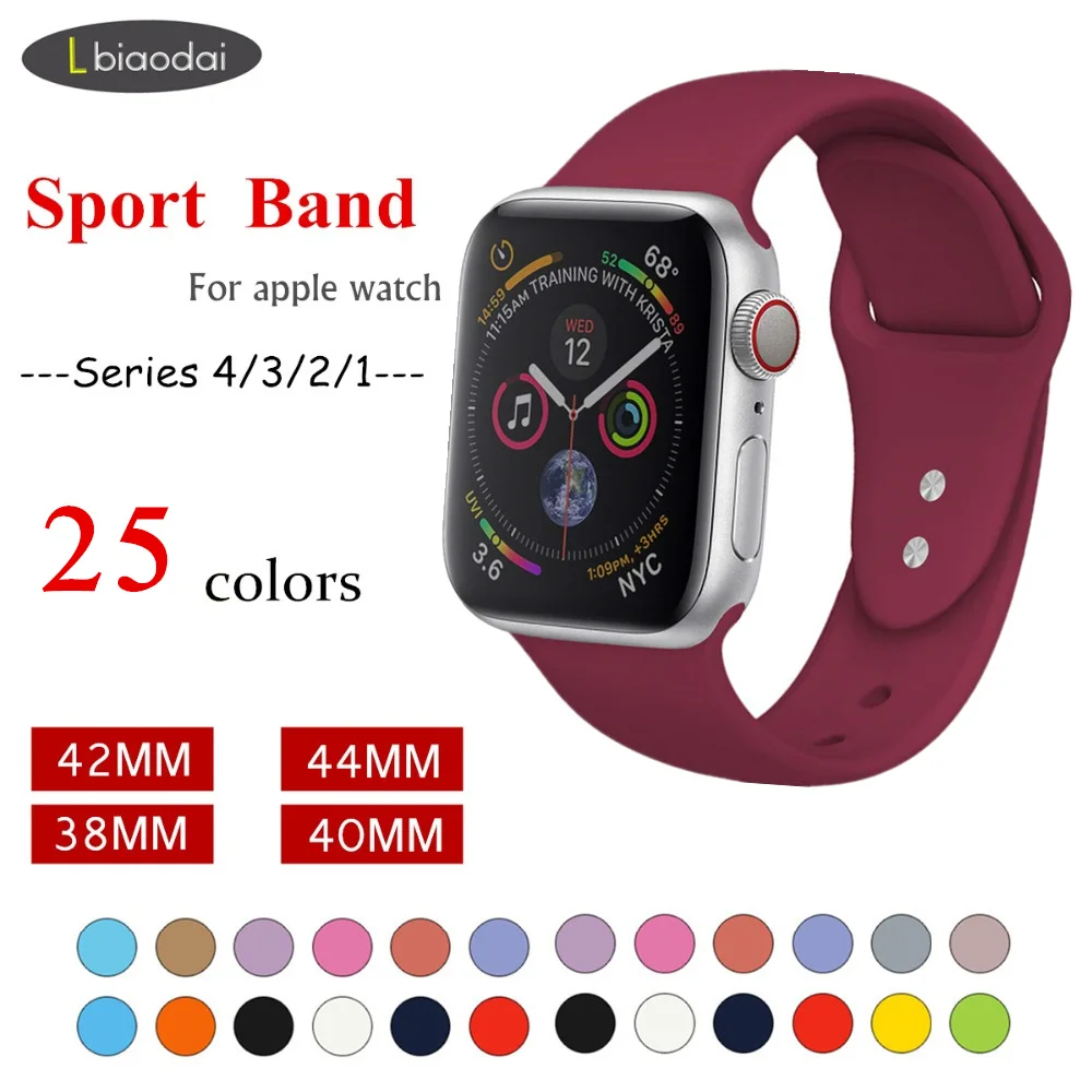 

Sport Strap For Apple Watch Band 4/3 42mm 44mm iwatch band 38mm 40mm silicone bracelet Watchband for apple watch series 4 3 2 1