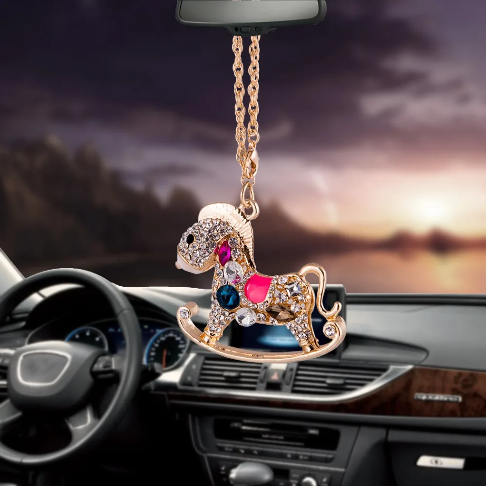 

BEMOST Car Pendant Ornament Auto Creative Diamond Lovly Rocking horse Automobile Interior Decoration Car Accessories Friend Gift