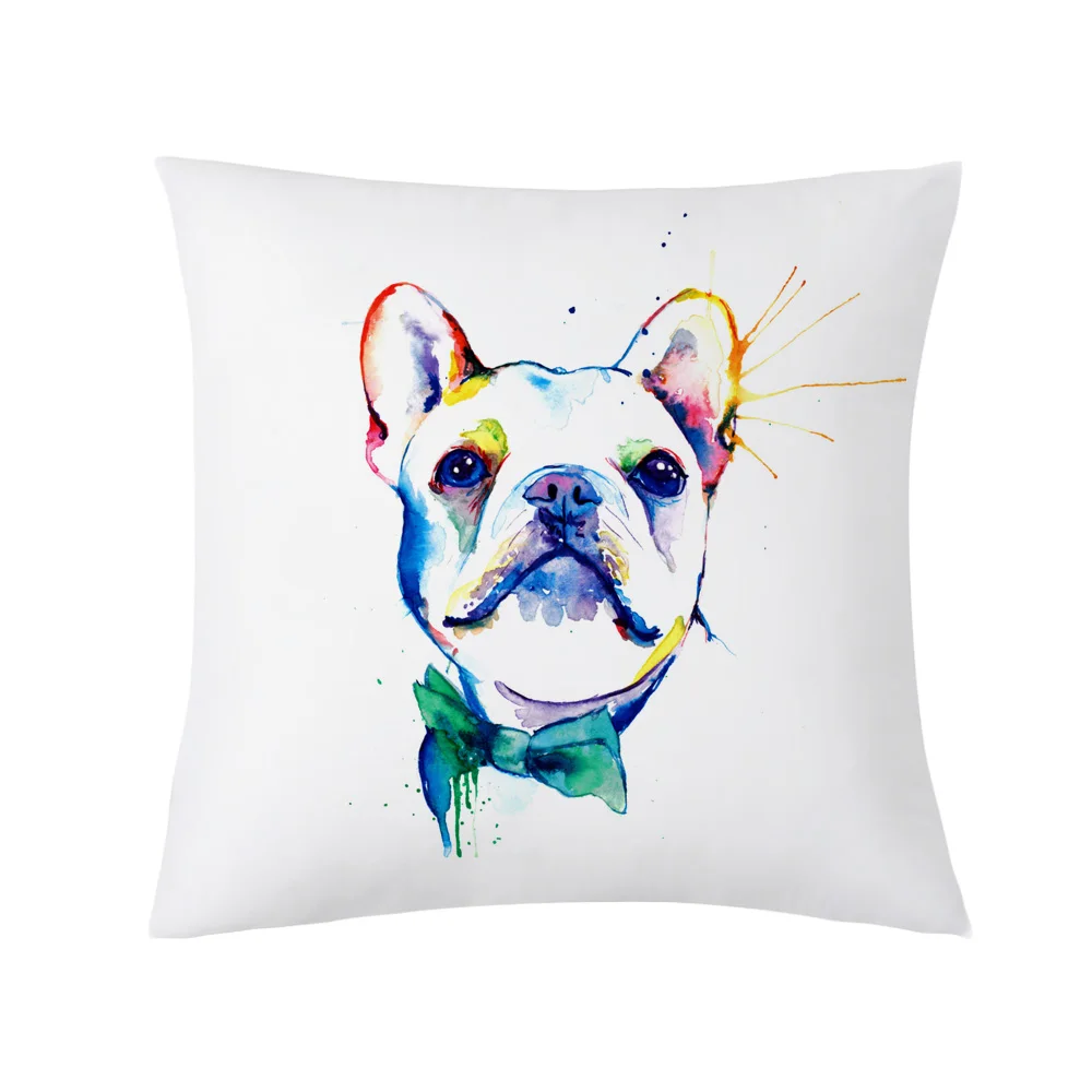 Creative French Bulldog Printing Throw Pillow Case