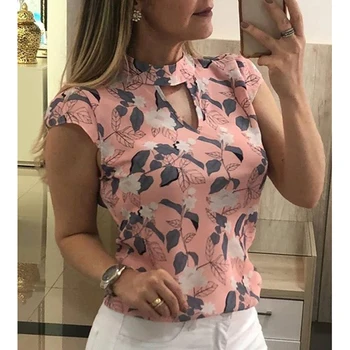 

Spring & Summer Women Casual Floral Printed Short Sleeve Blouse Tops Ladies Elegant European Style Chiffon Clothing SJ2150E