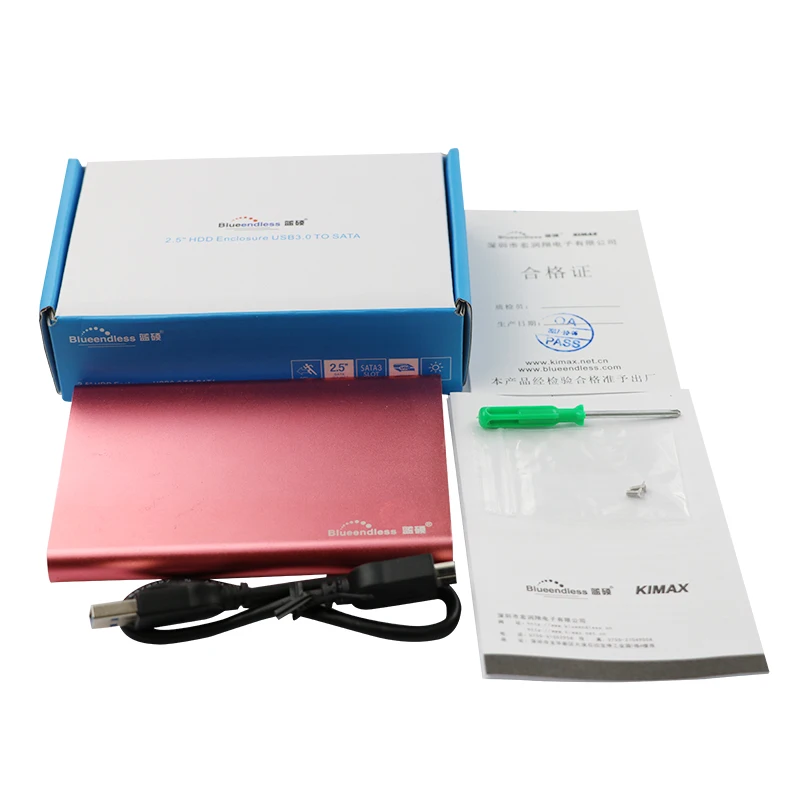 red 2.5'' sata external hdd enclosure case 2.5 inch hard disk box  (3)