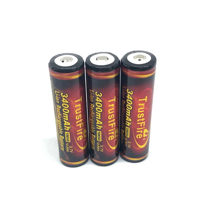 10pcs/lot TrustFire 18650 3.7V 3400mAh Lithium Battery Rechargeable Batteries with PCB Protection For LED Flashlights Headlamps