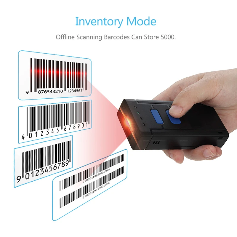

Portable 4.0 Wireless Bluetooth Barcode Scanner CCD Bar Code Reader 630nm Mini Handhled Scanner for IOS Android Tablets Windows