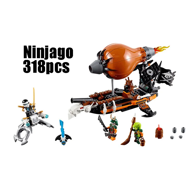 

Compatible Legoe Ninjagoes 70603 Lepin 06029 318pcs blocks Ninjago Figure Raid Zeppelin toys for children building blocks