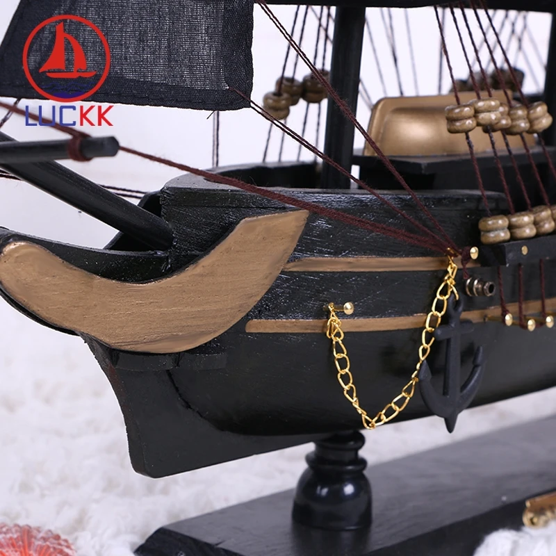 LUCKK 50 см деревянная Черная жемчужина Пиратская модель парусной лодки домашний интерьер украшение стола деревянные ремесла Карибский морской корабль фигурка