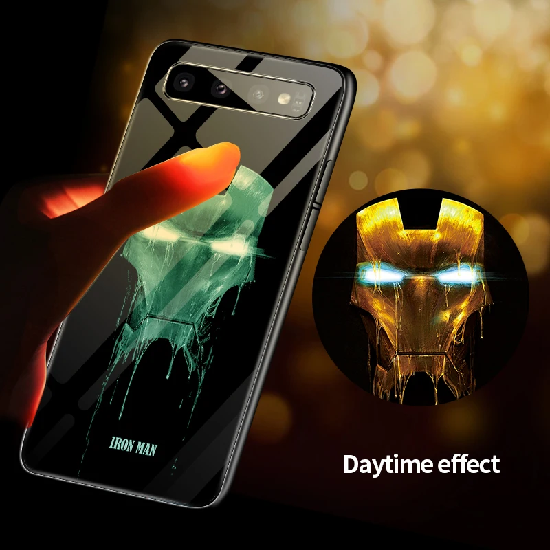 Marvel Iron Man Batman Venom Luminous Glass Phone Case For Samsung Galaxy S7 S8 S9 S10 e Plus Edge Note 9 8 Avengers Cover Funda