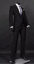 Slim Fit Groom Tuxedo Groomsmen Black Wedding/Dinner/Evening Suits Best Man Bridegroom (Jacket+Pants+Tie+Vest) B16