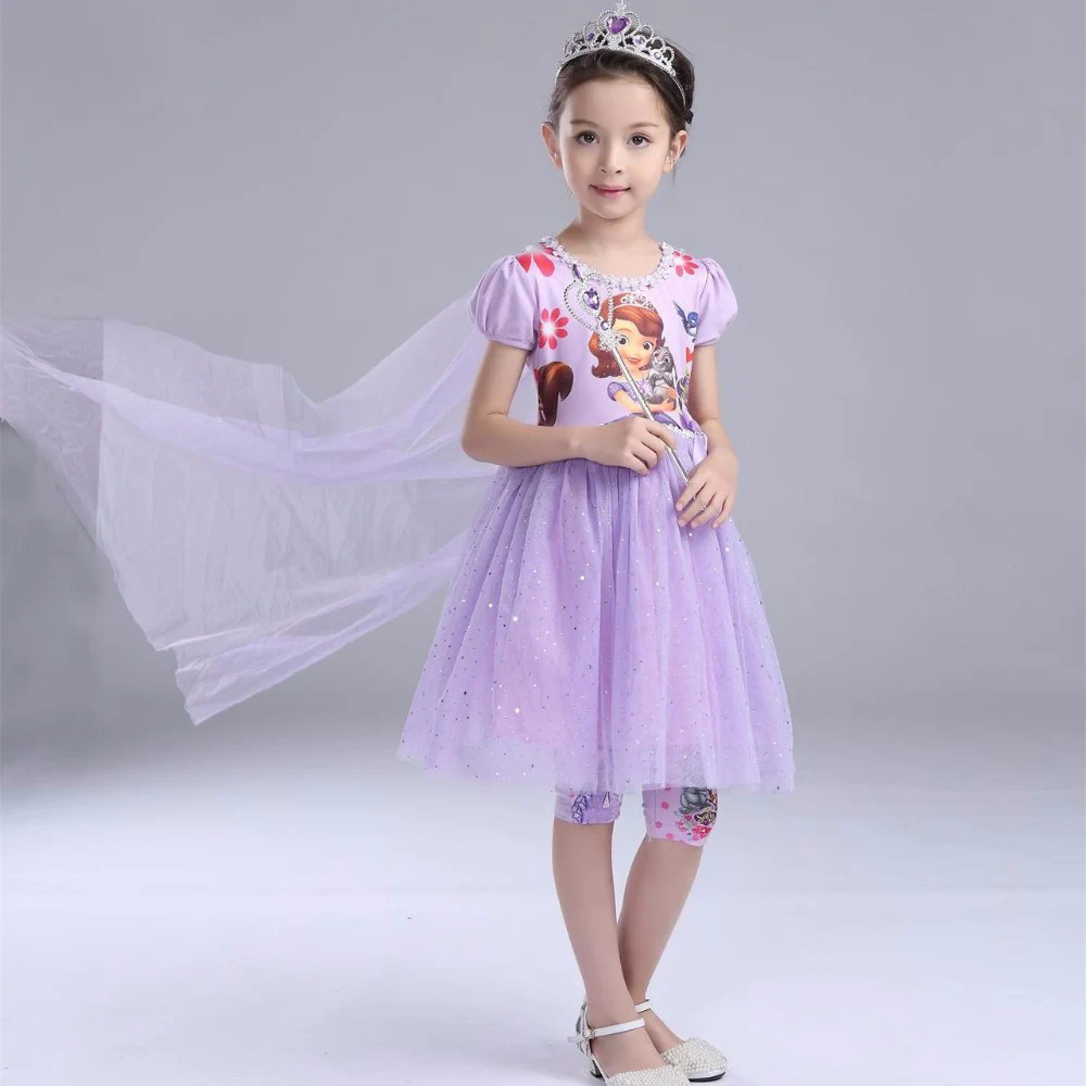 

fairy tale banquet party Costume Elsa & Anna Sofa Summer Dress Princess Dresses Brand Girls Children Clothing baby girl clothes