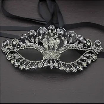 

Fashion 3 Designs Ribbon Crystal Tiara Mask for Women Bridal Wedding Metal Queen Party Prom Pageant Face Head Eyes Jewelry