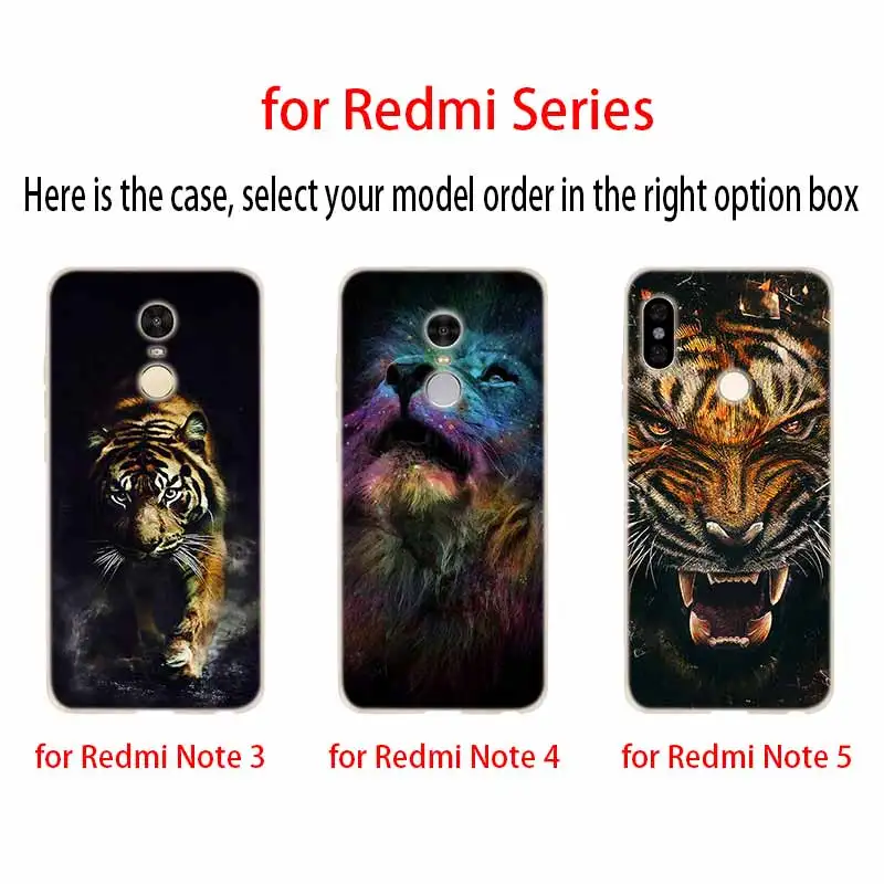 Свирепый Волк тигр лев Модный мягкий чехол из ТПУ с принтом &quotобложка для Xiaomi Redmi