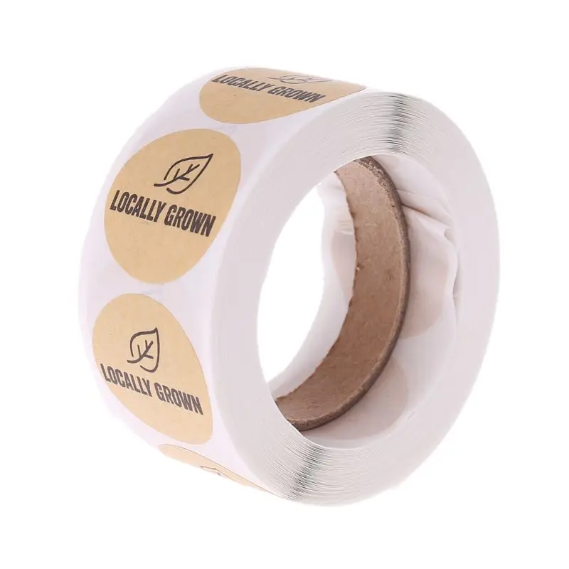 

500Pcs 1" Inch Natural Kraft Sticker Adhesive Labels Roll Round Locally Grown Handmade Decorations For Wedding Party Birthday