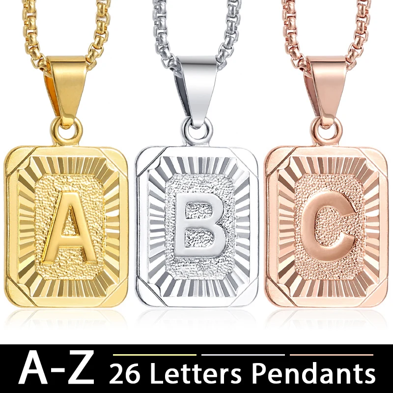 

Initial Chain Necklace For Women Men A-Z Letter Pendant Charm Gold Silver Capital Letters Pendants Wholesale Jewelry GPM05A