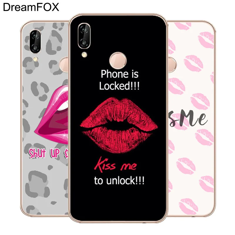 DREAMFOX M520 Kiss Me Lips Lipstick Soft TPU Silicone Case Cover For Huawei Honor 6A 6C 7X 9 10 P20 P30 Lite Pro P Smart 2019 |