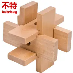 6 Board Lock Unlocking Ring Wooden Puzzle Brain Teaser Tangram Educational Toy Puzzle Bois Intellect Ball Wood Toys For Children