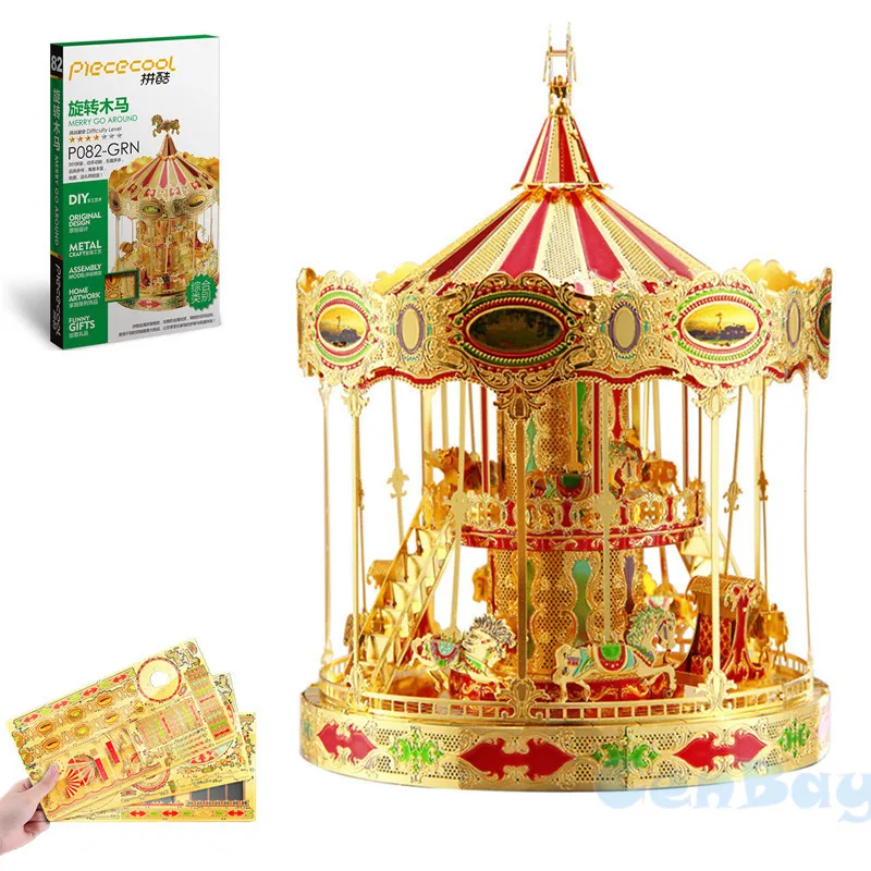 

Piececool Merry-Go-Round 3D Laser Cutting DIY Metallic Puzzle Merry Go Round 3D Metal Puzzle Educational Diy Jigsaws Lover Gifts
