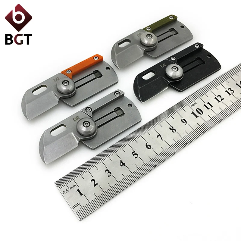BGT Dog Tag Folding Pocket Survival Knives D2 G10 + Steel Handle