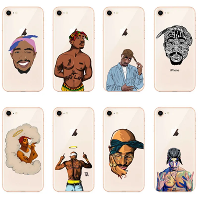 

2Pac Tupac Amaru Shakur Makaveli Coque Shell Phone Case For iPhone 8 8Plus 7 6 6SPlus X 5S SE Soft silicone Phone Cover