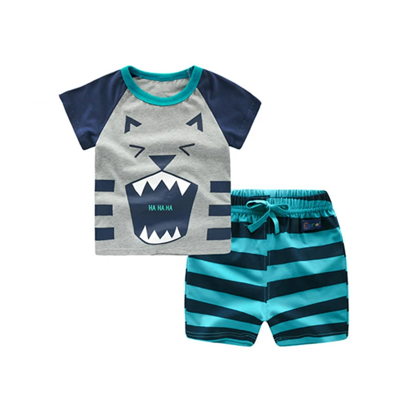 

Children Sets Boys Girls Suit Summer Casual Cotton Cute Cartoon printed Short Sleeve Shorts 2pcs Suit Baby Clothes