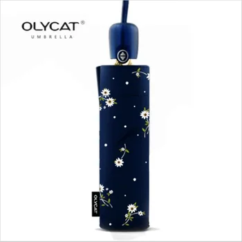 

OLYCAT Sunscreen Automatic Folding Umbrella Rain Women Genuine Brand Floral Style 8K Aluminum Windproof Christmas Girls Gift