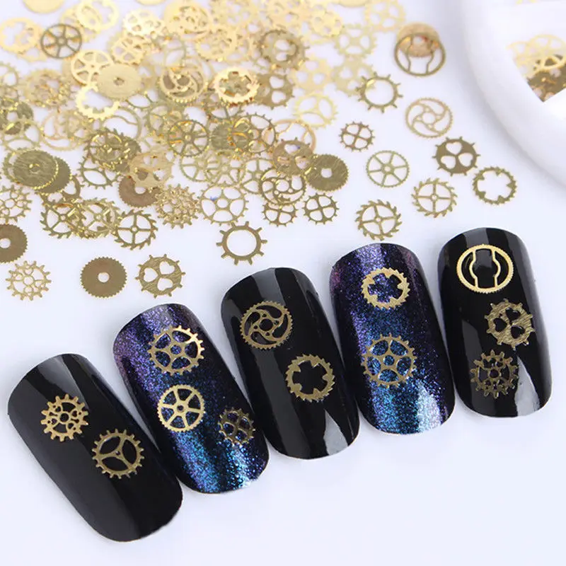 

3D Copper Sheet Nail Art Decoration Bronze Time Wheel Steam Punk Manicure Nail Art Decoration Nail Jewelry Accessories M03506